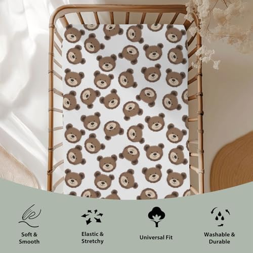 Neutral Boho Bears Crib Sheets 52x28inch