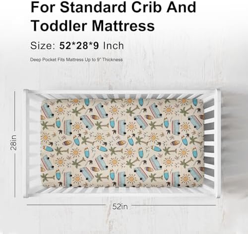 KASTLEE Vintage Surf Baby Crib Sheets 52x28
