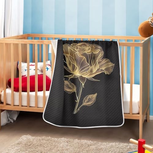 KICPOAY Golden Rose Swaddle Blanket for Newborn Baby