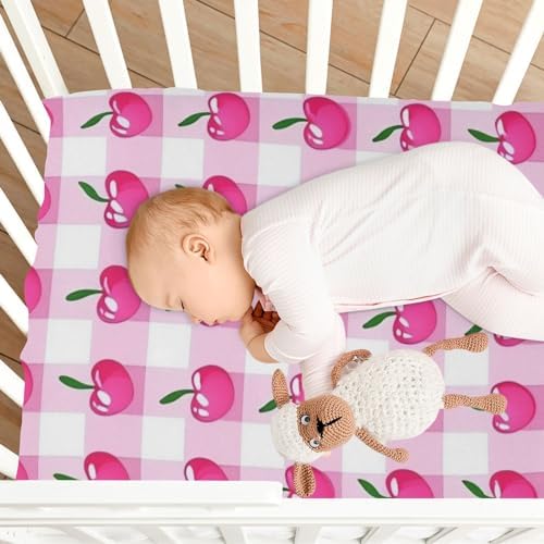 ALAZA Pink Cherry Fruit Crib Sheets for Girls and Boys