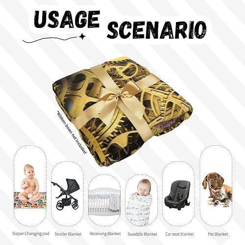 Cool Steampunk Gears Swaddle Blanket Set with Headband and Beanie Hat 1