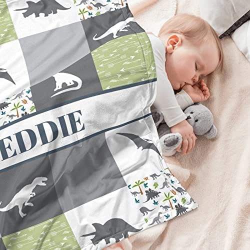 Personalized Crib Sheets with Name Dinosaur Design for Boys Girls