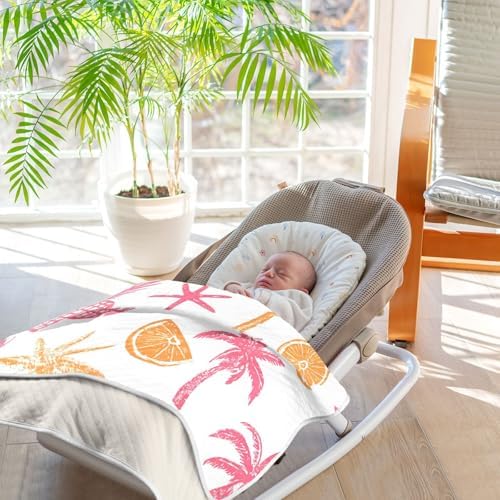 Sanluoli Muslin Swaddle Blanket 30x40in Summer Silhouette Orange 1