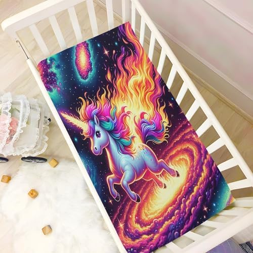 Ultra Soft Unicorn in Space Crib Sheet for Boys