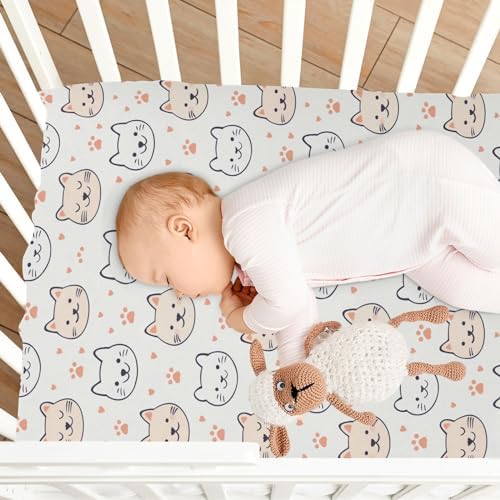 KEIGE Cute Cats Crib Sheet for Baby Soft Microfiber