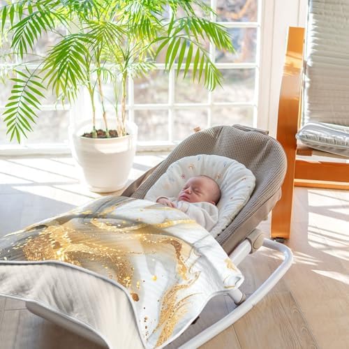 Elegant Marble Grey Gold Baby Swaddle Blanket