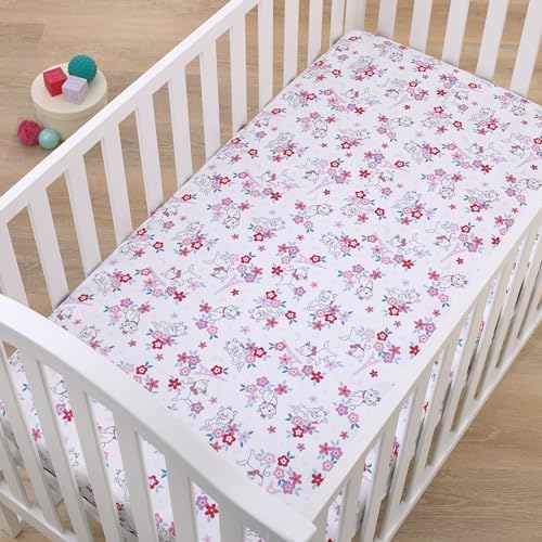 Disney Aristocats Pink White Teal Marie Fitted Crib Sheet