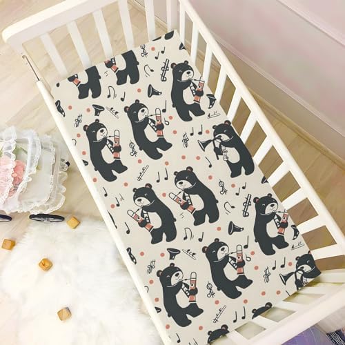 ALAZA Bears Tube Music Crib Sheets for Babies