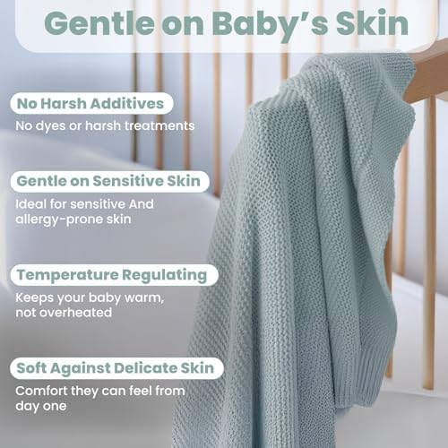 Little Dedi 100 Organic Cotton Swaddling Blanket - Soft 30x40 Sage