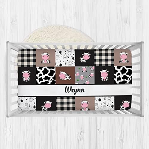 Personalized Cute Cow Crib Sheets for Boys Girls