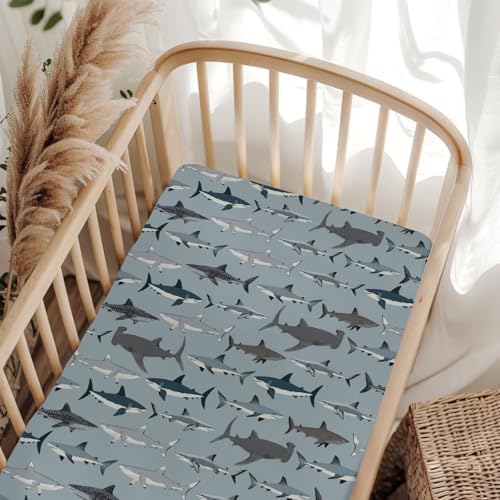 Sharks Boho Baby Crib Sheets 52x28 Fitted Mattress Cover