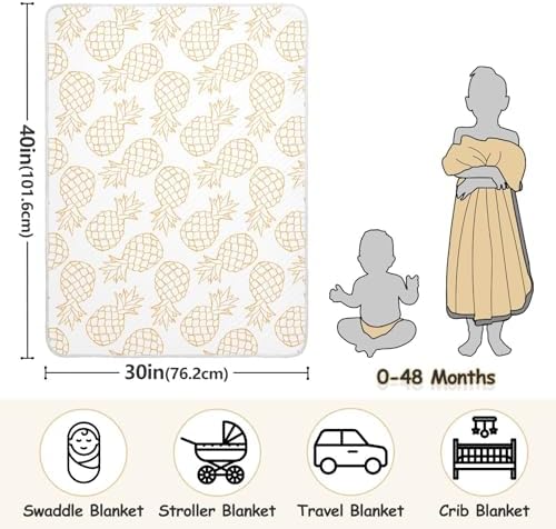 KICPOAY White Elegant Pineapple Baby Swaddle Blanket