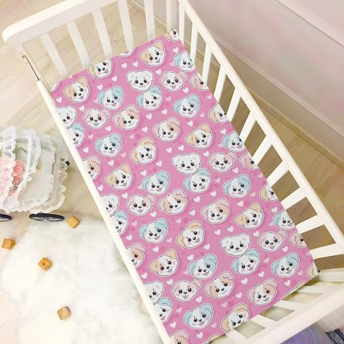 KEIGE Cute Dog Puppy Crib Sheet for Baby Bedding