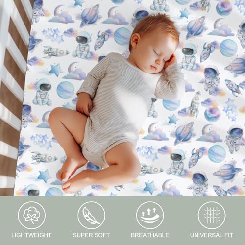Watercolor Outer Space Crib Sheets 52x28 Inches