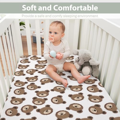 Neutral Boho Bears Crib Sheets 52x28inch