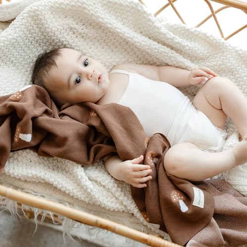 Bleu La La Knit Baby Blanket - 100 Cotton Soft Swaddle