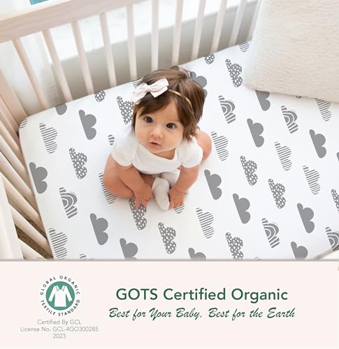 Cambria Baby Organic Cotton Fitted Sheets for Crib and Toddler Mattresses