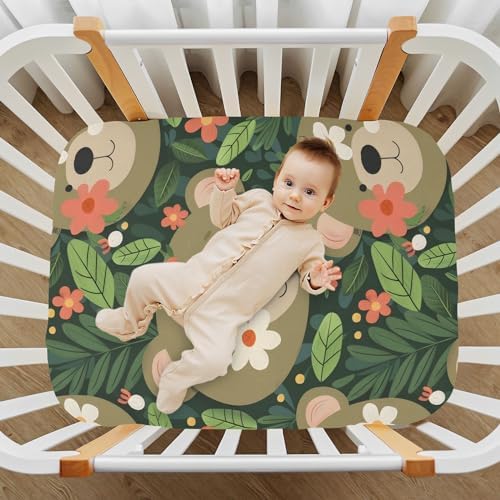 ALAZA Bear Flower Forest Crib Sheets for Girls and Boys