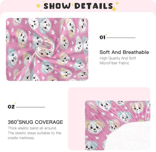 KEIGE Cute Dog Puppy Crib Sheet for Baby Bedding