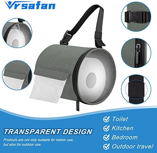 Vrsafan Toilet Paper Holder with Transparent PVC Cover and Adjustable Straps