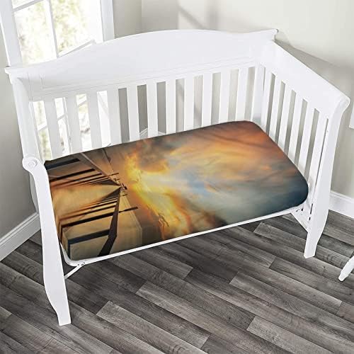 XISUNYA Decorative Crib Sheet 28x52 Seascape Print
