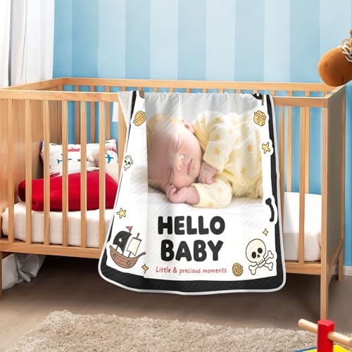 Custom Cute Baby Photo Pirate Boat Blanket 30x40in