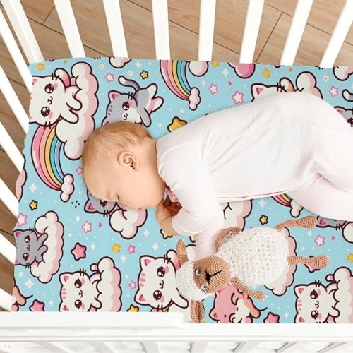 ALAZA Cute Cats Rainbow Crib Sheet for Baby