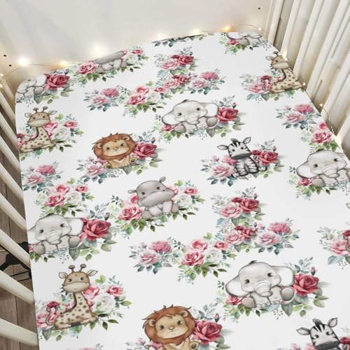 Cute Jungle Safari Animal Crib Sheets for Boy Girl 52x28