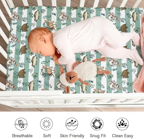 KASTLEE Baby Koala Crib Sheet 52x28 Green Stripes