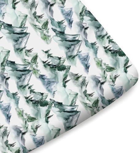 Watercolor Green Mountains Crib Sheet 52x28