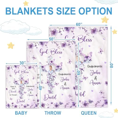 Hyturtle Personalized Baptism Baby Blanket - Butterfly Christian Throw for Kids