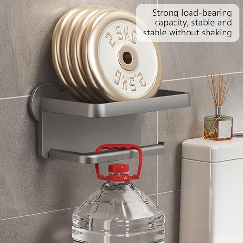 Toilet Paper Holder with Phone Shelf - No Drilling Wall Mount Modern Design