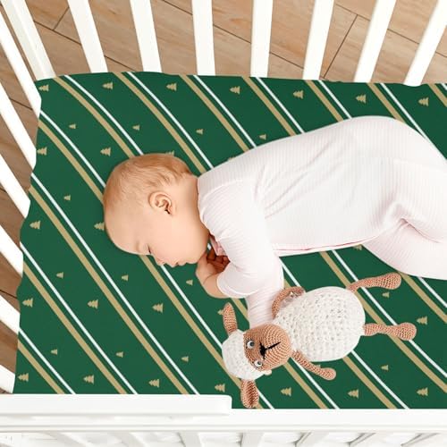 KICPOAY Christmas Striped Crib Sheets for Baby 1