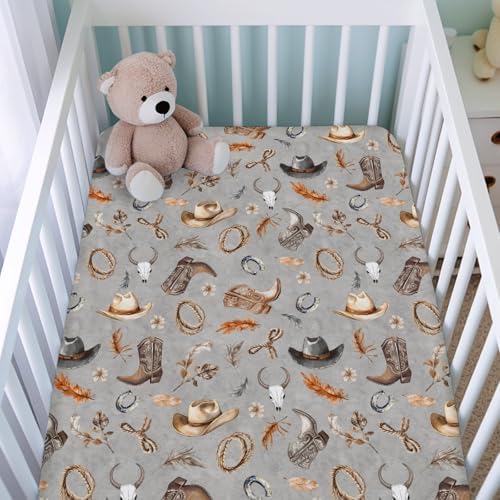 KASTLEE Retro Cowboy Crib Sheets 52x28 for Boys Girls