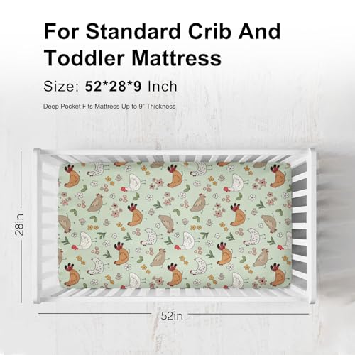 KASTLEE Cute Chicken Floral Baby Crib Sheet 52x28