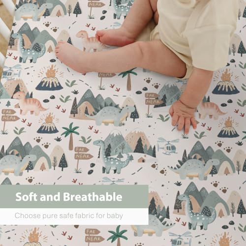 Jungle Dinosaur Crib Sheets for Baby 52x28 Neutral