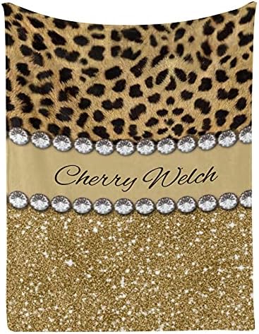 Personalized Baby Blanket Leopard Print with Name 30x40 Inches