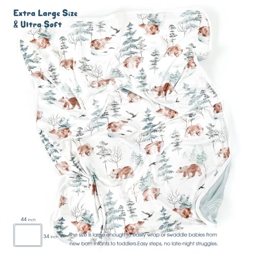 GRSSDER Super Soft Baby Swaddle Blanket with Bear Design