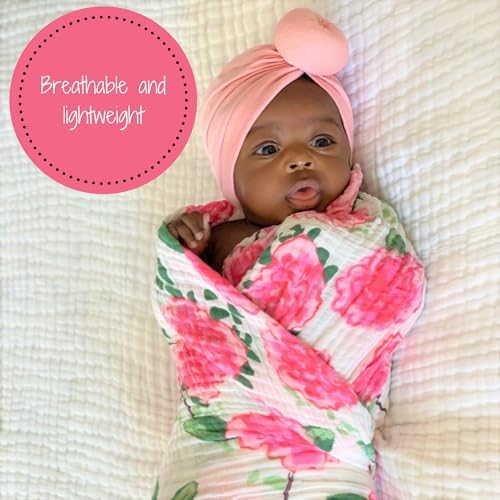LollyBanks Peony Print Swaddle Blanket for Newborns