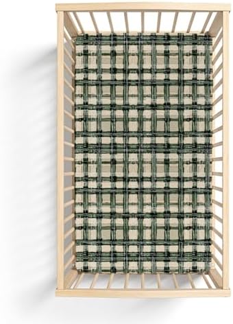 Watercolor Green Tartan Crib Sheets 28x52 Standard Fit