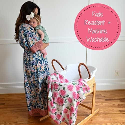 LollyBanks Peony Print Swaddle Blanket for Newborns