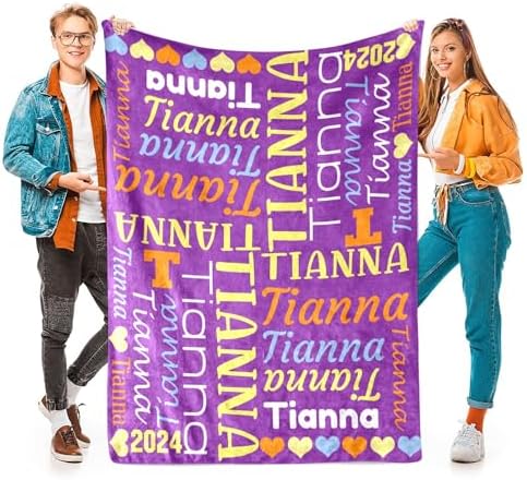 Custom Blanket with Name Personalized Purple Swaddling for Baby