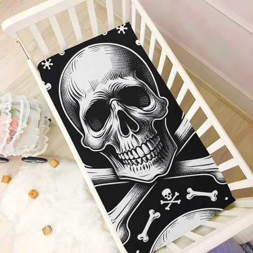 ALAZA Skull Skeleton Crib Sheet for Baby Girls and Boys