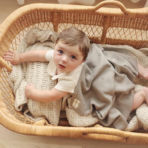 Bleu La La Organic Pointelle Swaddle Blanket