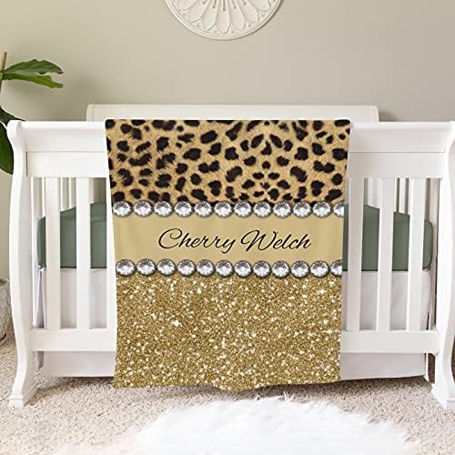 Personalized Baby Blanket Leopard Print with Name 30x40 Inches