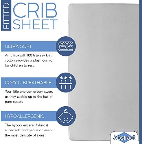 Abstract Cotton Crib Sheets - Fitted 28x52 Solid Gray