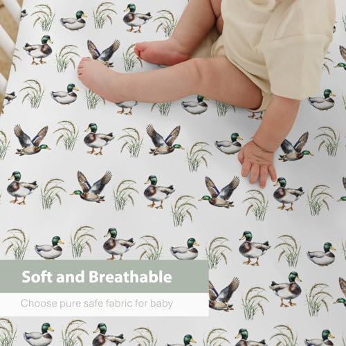 Watercolor Mallard Duck Crib Sheets 52x28Inch
