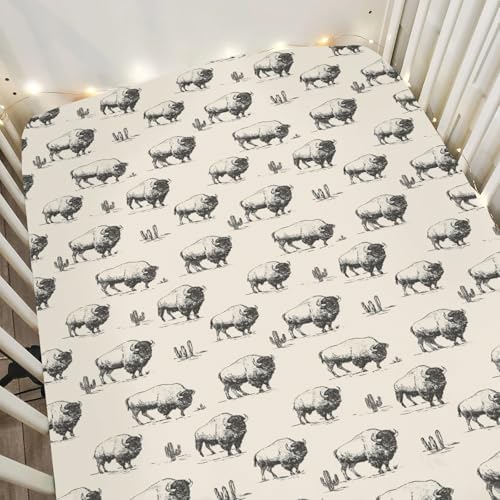ZoUbqchY Vintage Buffalo Cactus Crib Sheets