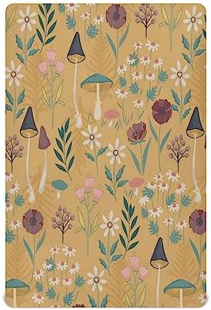 YETTASBIN Mushroom Crib Sheet 2 Sizes - Extra Soft Breathable