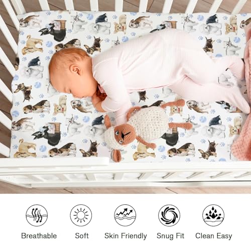 KASTLEE Cute Dogs Fitted Crib Sheet 52x28
